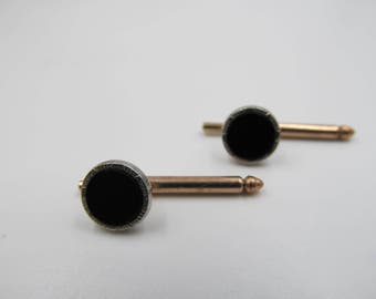 Vintage Silver Tone and Black Cab Tuxedo Studs , Vintage Formal Tuxedo Studs, Formal Wear, Gatsby Wedding, Groom Black Tuxedo Studs S 44