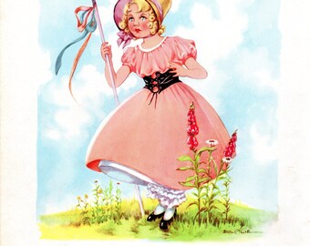 Little Bo-Peep Mother Goose Nursery Rhymes Illustration by Eulalie Childrens 1930s Book Print