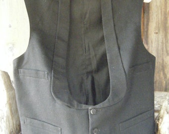 Vintage 1800's early 1900's Wool Black WAIST COAT Vest Chest 40