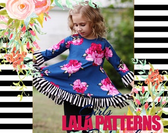 LALA GIRLS Natalie Peplum Shirt PDF Sewing Pattern Digital Modest