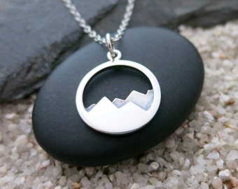 Mountain Necklace, Sterling Silver Mountain Range Charm, Nature Jewelry