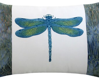 Dragonfly Blue Boudoir Size Decorative Pillow 12 x 17 inches
