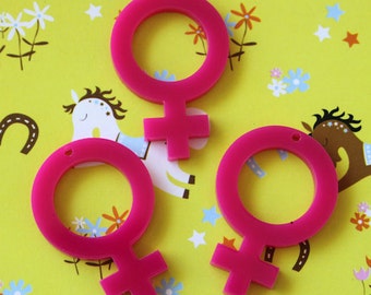 3 x laser cut acrylic Venus Symbol charms