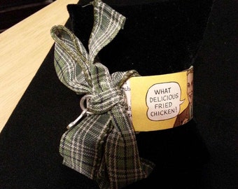 Whimsical retro cookbook cuff bracelet