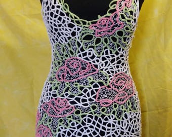 Designer Crochet White Sleeveless Dress