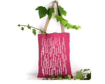 Bag with handles. Totebag Rosa. Pink and white bag. Stamped bag. Stamped Tote. Totebag summer. Buenavidastudio. Vegan fashion.