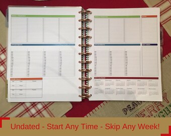 2018 PRINTED UNDATED Letter Sized Planner Inserts