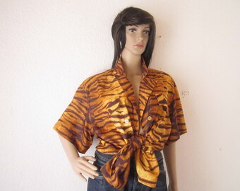 Vintage 80s blouse blouse Tiger Gäser model oversize
