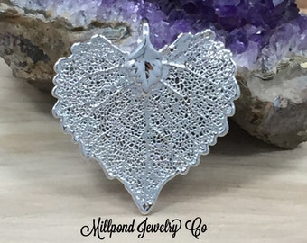 Cottonwood Leaf Pendant, Silver Dipped Cottonwood Leaf Pendant, Silver Cottonwood Leaf, Leaf Pendant, Small, Earring Size, 1 Piece