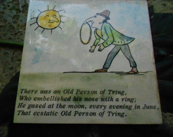 Vintage Edward Lear Limerick Ceramic Tile