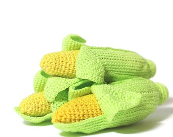 Crochet Corn Cob Crochet vegetables Montessori toys Play Food Kids Toy Play Kitchen food Kitchen decor Toys for toddlers Eco friendly