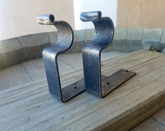 READY TO SHIP Pair of Brush Warm Silver Brackets for 1" Rods, Iron