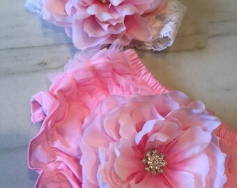 Matching hair bow and diaper cover