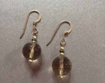 925 sterling silver earrings with smoky quartz bead