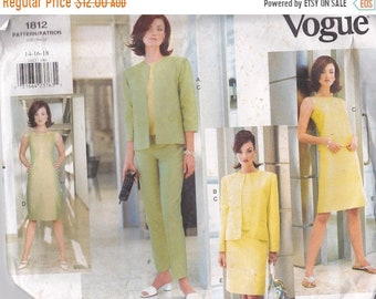 ON SALE Vogue Sewing Pattern - No 1812 Jacket, Dress, Top, Skirt, Pants Size 14-18 Factory folded and complete