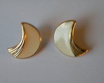 Trifari half moon enamel earrings