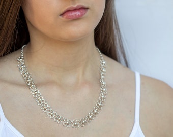 Sterling Silver Necklace - 925 Silver Necklace - Sterling Silver Link Necklace - Sterling Silver Chain Necklace - Gift for Her