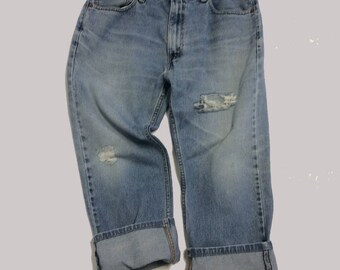 36 Raw Destroyed Vintage Levi Boyfriend jeans 36 waist denim jeans