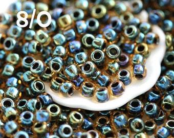 Seed beads, TOHO, size 8/0, Inside-Color Rainbow Lt Topaz Jet, N 244, japanese rocailles - 10g - S752