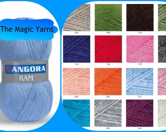 ANGORA yarn,Yarn Art ANGORA RAM,wool,angora goat yarn,winter yarn, fingering yarn,3-4 ply yarn,soft yarn,fine weight,neon pink, denim,teal