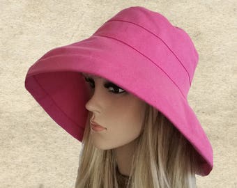 Suns hats cotton, Sun hats for women, Womens summer hats, Womens sun hats, Summer cloche hat, Cotton brimmed hat, Fabric women's hat