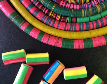 Wholesale Listing: Vintage African Vinyl Record Disc Beads, You Choose which 6 strands / Tribal Wholesale Jewelry Making Supplies, Heishi