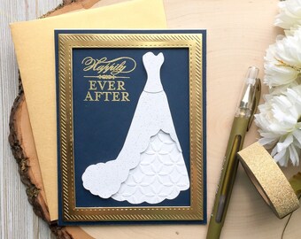 Bridal Shower Card, Gold Bridal Shower Card, Handmade Bridal Shower Card, Wedding Shower Card, Bridal Shower, Wedding Dress Card, Gold