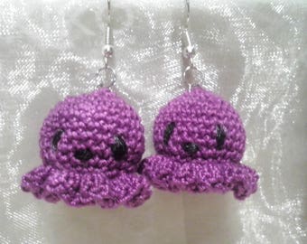 Amigurumi Octopus purple earrings