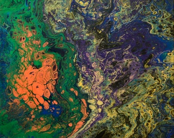 N.19 - Art Painting - Cradle - Fluid acrylic - Art Acrylic Painting On Canvas By Irena Rudman - Size:16" x 20" (40.5 cm x 51 cm)