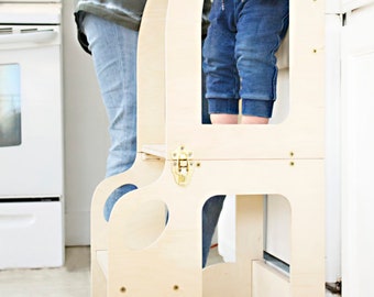 Montessori kitchen helper/ step stool for children/ table and chair - NOT PAINTED