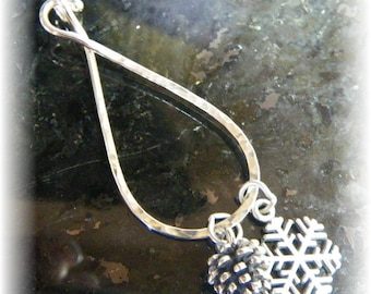 Sterling Silver Thick Organic Long Locking Large Charm Holder for Your Own Charms - Handmade to Order
