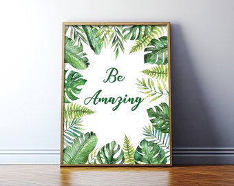 Fern Print, Custom Quote Print, PRINTABLE Artwork, Palm Leaves, Palm Leaf Print, Tropical Leaves, Leaves Poster, Tropical Leaf