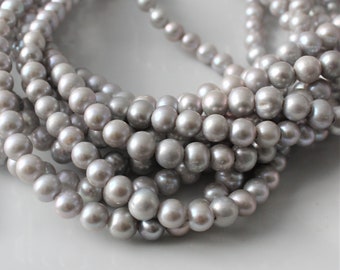Gray Large Hole Pearls Grey Pearls Potato Pearls Cord Pearl Freshwater Pearl Real Pearls Big Hole Pearl, 2mm Hole Pearl 7mm-7.5mm 10 Pieces