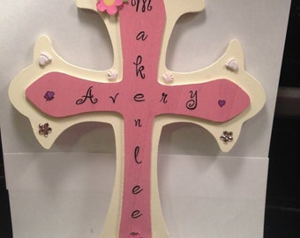 Hand painted and decorated wooden cross