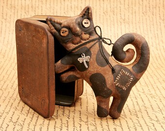 Cat Primitive Gift Handmade Cat Kitty For Cat Lovers Primitive Halloween.