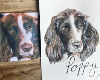 A3 size Custom Pet portraits - orignal watercolour paintings, Dogs, cats, horses, rabbits, any pets , any animal! portraits gifts wall Art