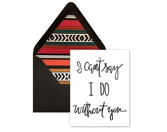 Bridesmaid Card and Lined Mexican Blanket Envelope