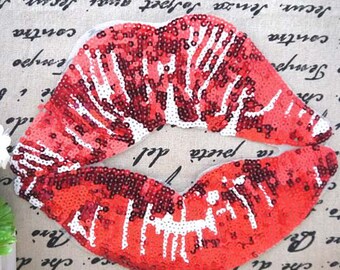 Paillette patch applique sequin embroidered applique kiss decoration fabric sew-on applique