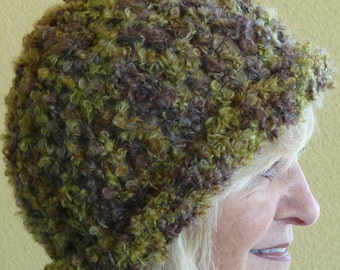 Women's winter hat in mossy green, so comfortable it will bring you head joy, original and unique crochet hat, versatile style, super warm