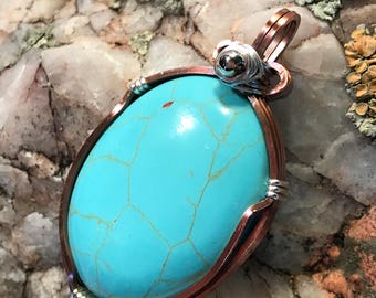 A0045 Turquoise Gemstone in Hand Crafted Cage