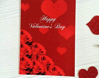 Red Valentine's Day Card, Valentine's Day, Greetings Card, Illustrated Card