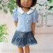 Blue Gingham Blouse with Denim Frill Skirt for slim 18" Dolls like Kidz n Cats