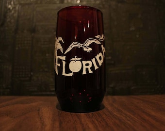 Ruby Red Florida State Souvenir Glass Tumbler