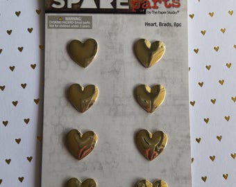 Gold Metal Gold Heart Brads Scrapbooking & Paper Craft Supplies