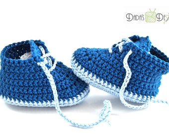 Baby shoes Gehäckelt Blue-Blue size CA 15