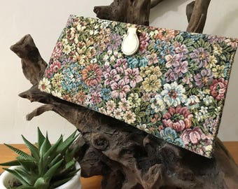 Vintage Floral Tapestry Clutch - Tapestry Handbag