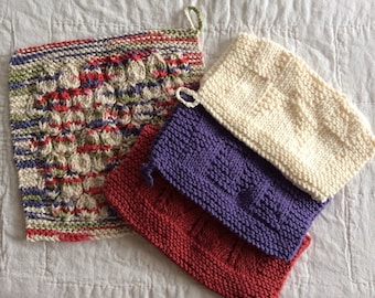 Hand Knitted Cotton Washcloths/Dishcloths/Flannels