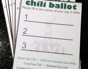 Chili Cook-Off Party Ballot // Chili Cook Off Printable // Customized Chili Voting // DIY Chili Competition