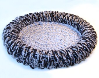 Pet Bed Soft Basket/Rug Combo Gray Black 20-Inch Cat Rug Bed Dog Rug Bed Basket Mat