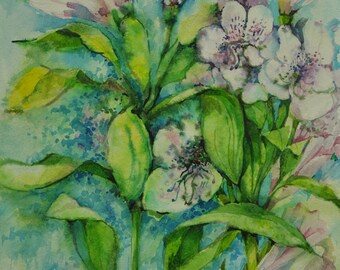 Original Botanical Watercolor Painting, Alstroemeria Pelegrina , Lilies, Flowers, Watercolor